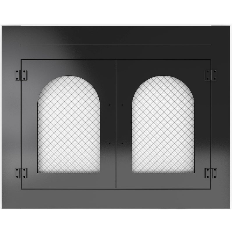 Kinchoix Kinchoix Fireplace Door Fire Places Doors with Screen and Glass Decor Iron Mesh Guard and Magnetic Panels Fits Masonry for 3037in W x 227295in H  Free Replacement of Glass Available Small 