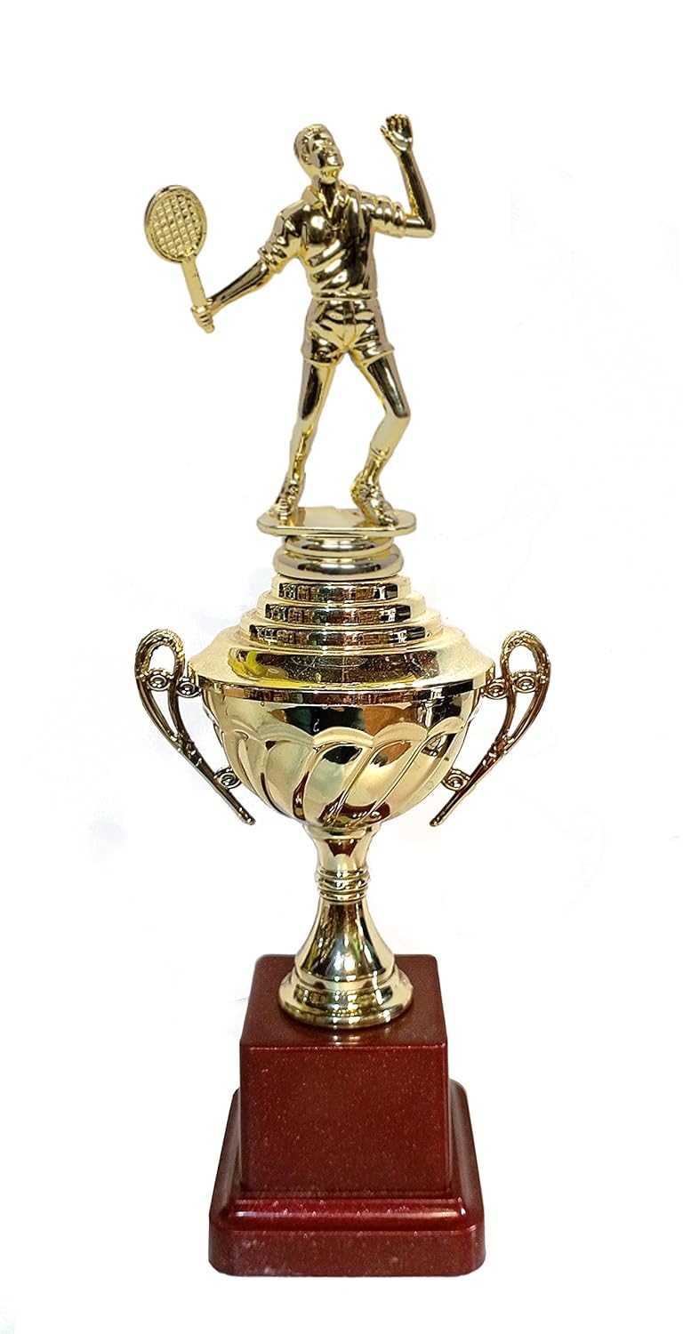 Cup Designed Fiber Trophy for Sports Events, Functions, Tournaments & Competitions Size Approximate 15" Inches (Badminton)