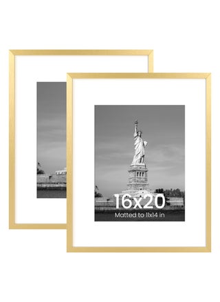 ENJOYBASICS 16x20 Picture Frame Display Poster 11x14 with Mat or 16 x 20 Without Wall Gallery Photo Frames Gold 2 Pack - pzsku/Z743E76530D9E5D98C070Z/45/1749491317/fdf634ea-9662-45fc-a4d0-0572f892c592