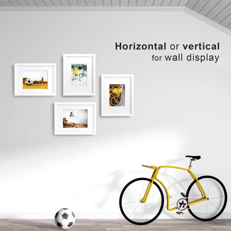 Egofine 9x12 إطارات الصورة باللون الأبيض المغطى بإطارات خشبية زجاجية للصور 5x7/6x8 مع حصيرة أو 9x12 بدون حصيرة منضدة وجدار عرض مجموعة من 4 - Image 5
