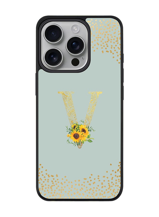 Stylizedd For iPhone 16 Pro Case [Compatible with MagSafe] Slim Magnetic cover Phone Case iPhone 16 Pro -Custom Floral Monogram - V (Light Grey ) - Image 1