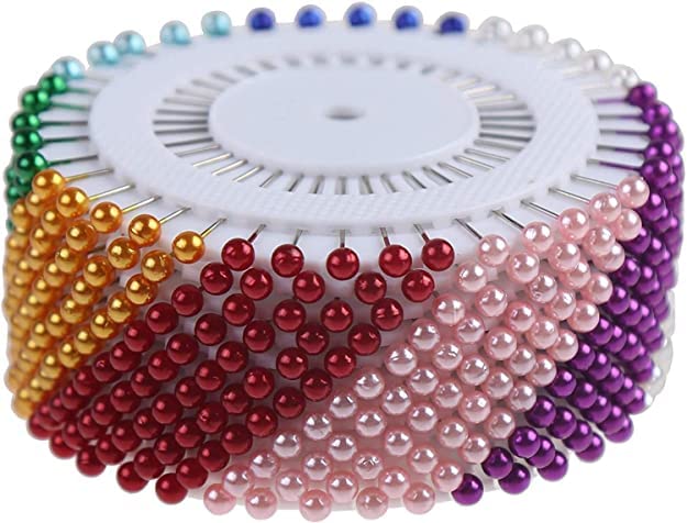 ZUBSHA Steel Multicolored Pearl Head Pins for Tailor Dressmaking Patchwork Florist and Decorating and Head Hijab and Scarf Pins for WomenPack of 6 circle