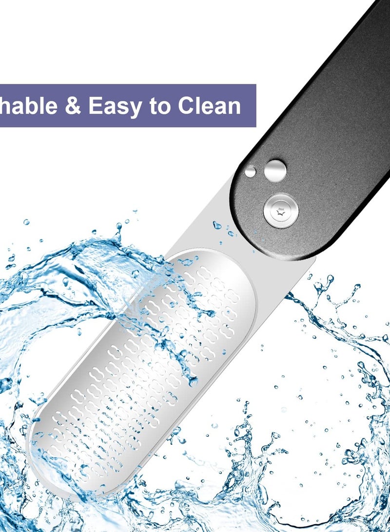 Excefore Foldable Foot File Callus Remover for Feet, 3 in 1 Professional Stainless Steel Foot Scrubber, Wet Dry Use, Easy to Carry, Black - Image 3