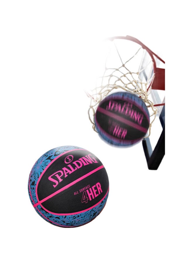 SPALDING كرة سلة داخلية/خارجية للنساء مقاس 6 من المطاط 84-979Y6Rev1 - Image 1