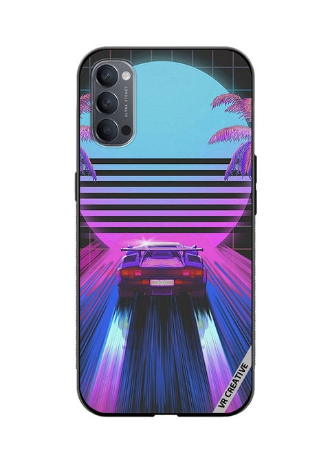 Protective Case Cover For Oppo Reno4 Retro Synthwave Ps4 Design Multicolour