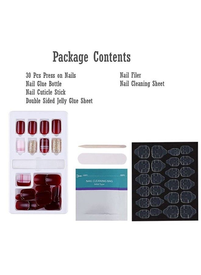 Store2508 - Press On Gel Nails 30 Pcs With Double Sided Jelly Adhesive Nail Glue Nail Filer Mb658_Design 19 - Image 1