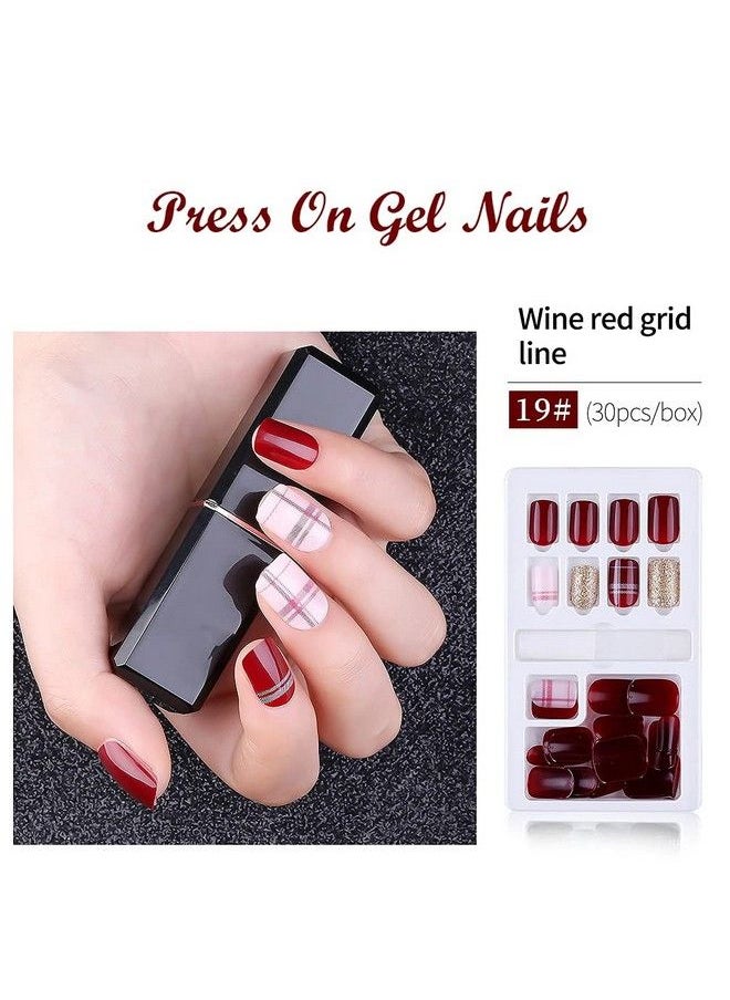 Store2508 - Press On Gel Nails 30 Pcs With Double Sided Jelly Adhesive Nail Glue Nail Filer Mb658_Design 19 - Image 1