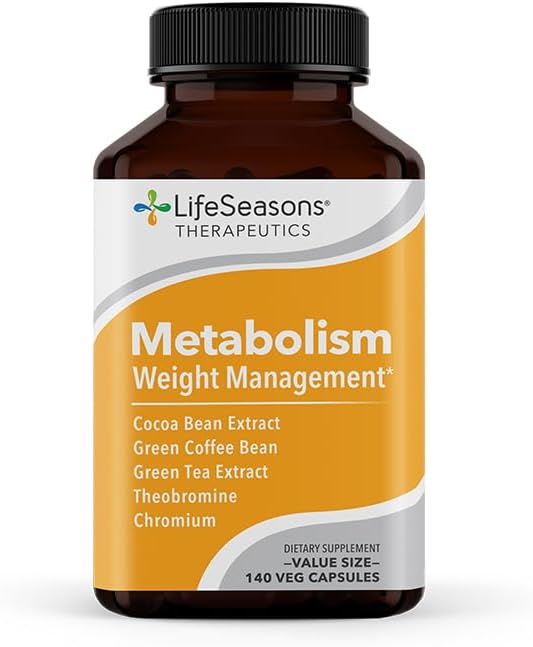 LifeSeasons Metabolism  Weight Control Support  Energy Boosting Supplement  Natural Appetite Suppressant  Curbs Cravings  Green Tea Coffee Bean Chromium Cacao  Theobromine  140 Capsules - Image 2
