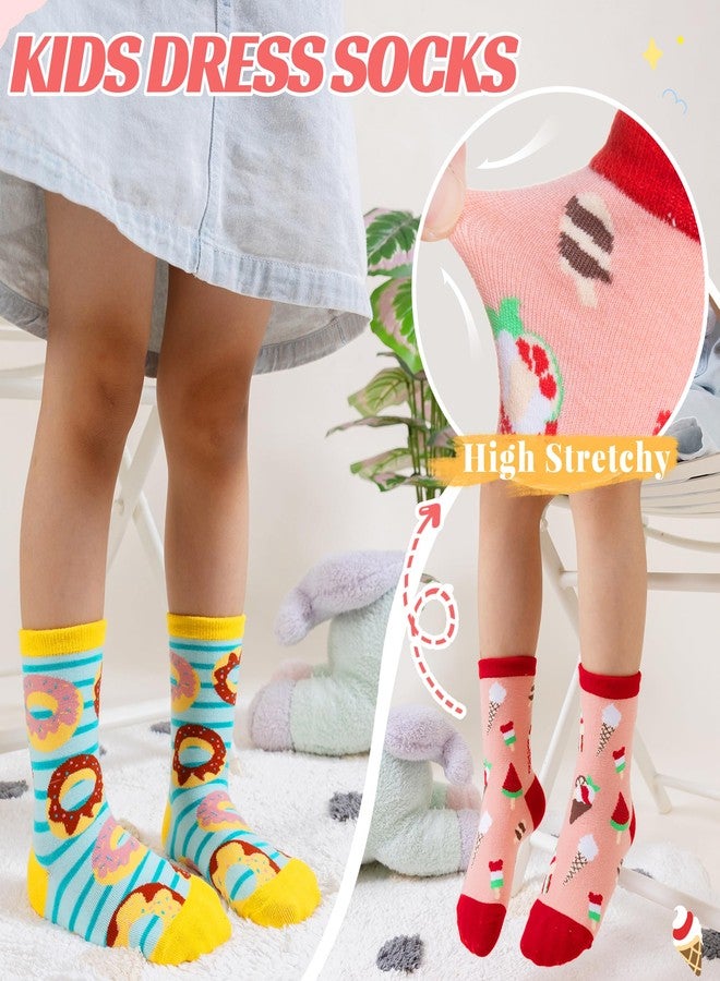Velice Kids Girls Boys Cotton Crew Socks Funny Crazy Novelty Cartoon Cute Silly Dress Socks 6 Pairs(Cake/Ice Cream,5-8 Years) - Image 5