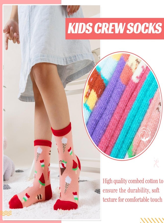 Velice Kids Girls Boys Cotton Crew Socks Funny Crazy Novelty Cartoon Cute Silly Dress Socks 6 Pairs(Cake/Ice Cream,5-8 Years) - Image 2