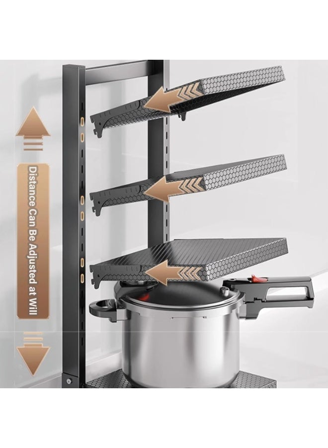 Heavy Duty Pots and Pans Rack Adjustable Storage for Cast Iron Pans Carbon Steel and Saucepan Lids Space Saving Solution for Cupboard Cabinet or Kitchen Counter 4 tier - Image 2