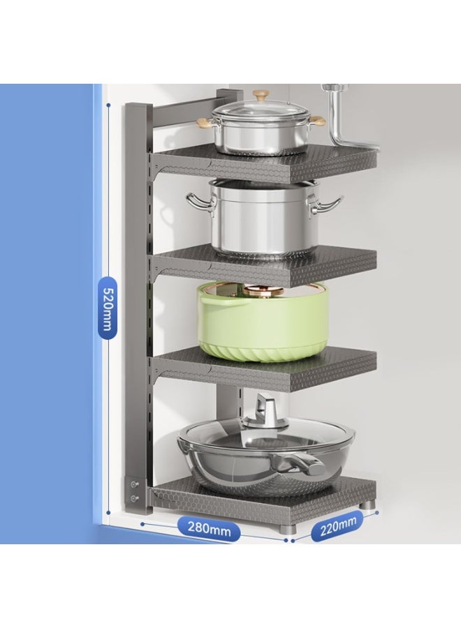 Heavy Duty Pots and Pans Rack Adjustable Storage for Cast Iron Pans Carbon Steel and Saucepan Lids Space Saving Solution for Cupboard Cabinet or Kitchen Counter 4 tier - Image 5