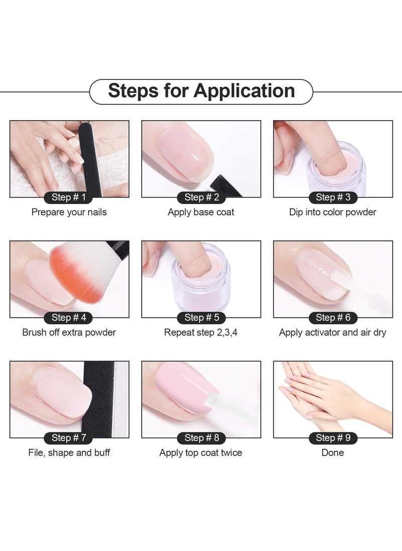 Remy Belle Dip Powder Nail Kit Starter 3 Colours Dipping Powder System Essential Liquid Set with Base and Top Coat Activator for Manicure Salon DIY at Home  - Image 2
