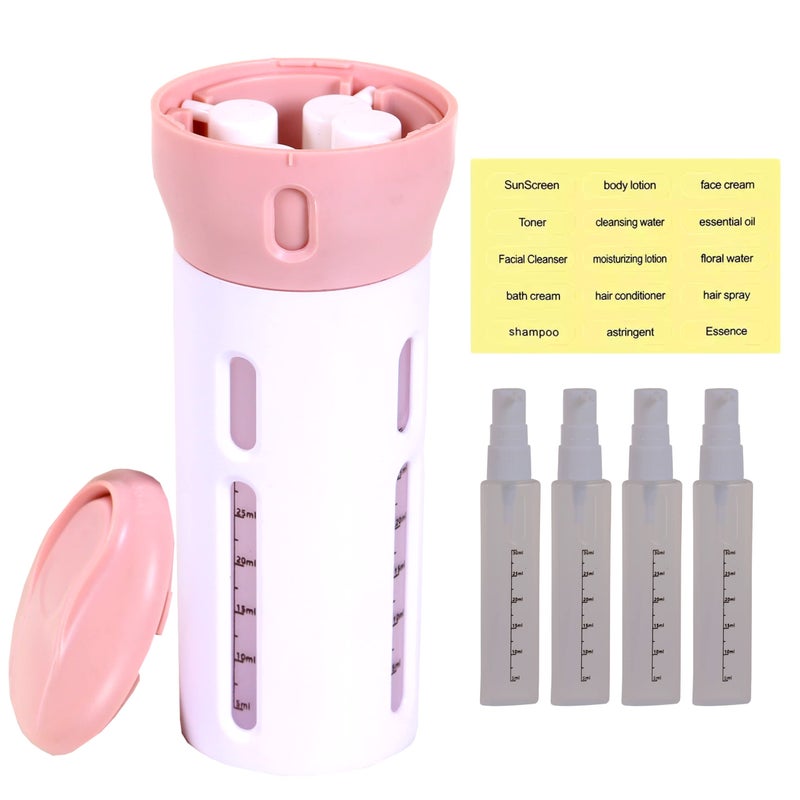 GUJISH Travel Dispenser Bottle for Toiletries | Refillable, TSA Approved, BPA Free and Space-Saving with 4 Cosmetic Bottle Each 40ml | Multicolor - Image 1