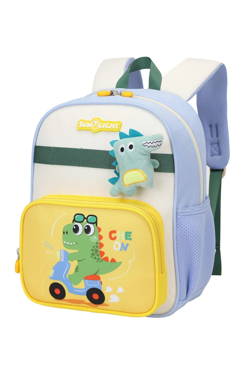 صن إيت Premium 12-inch Light Weight School Backpack Water Resistant Polyester Cute Dinosaur Cartoon Daypack for Boys and Girls, SE22248, Blue