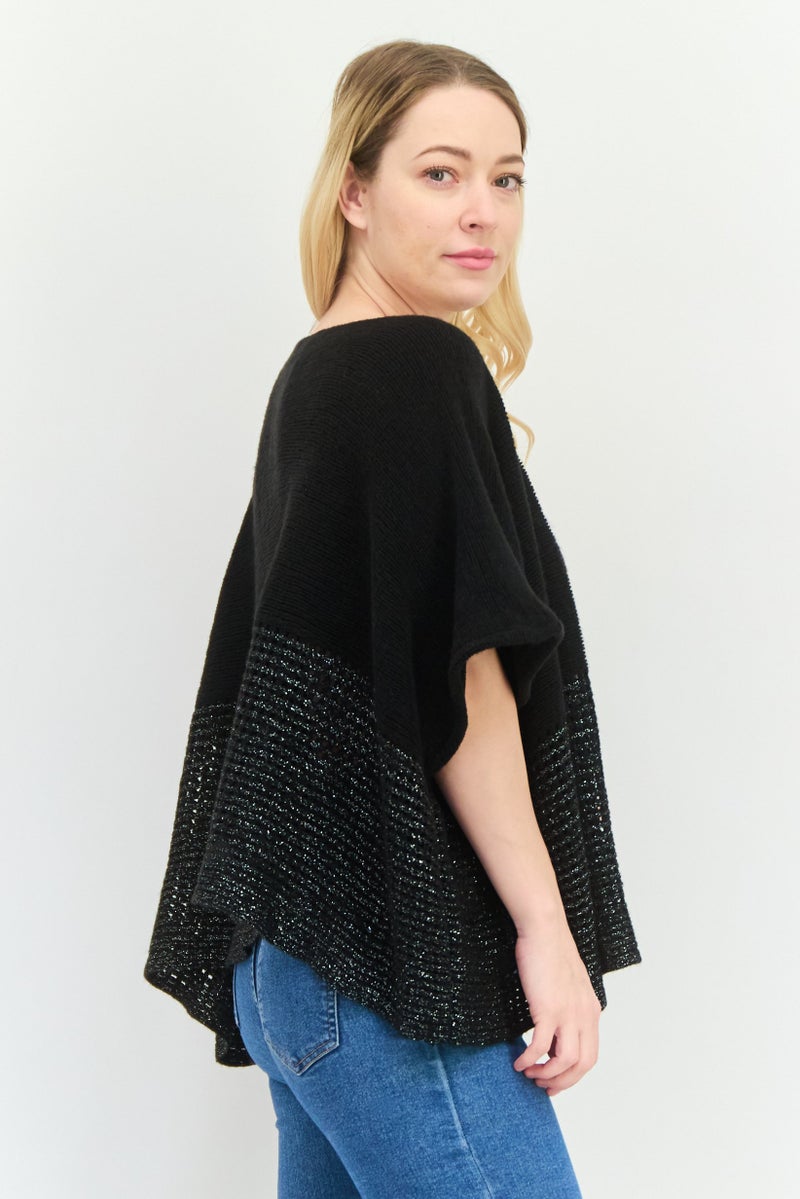 HALSTON Women Textured Poncho, Textured - Image 4