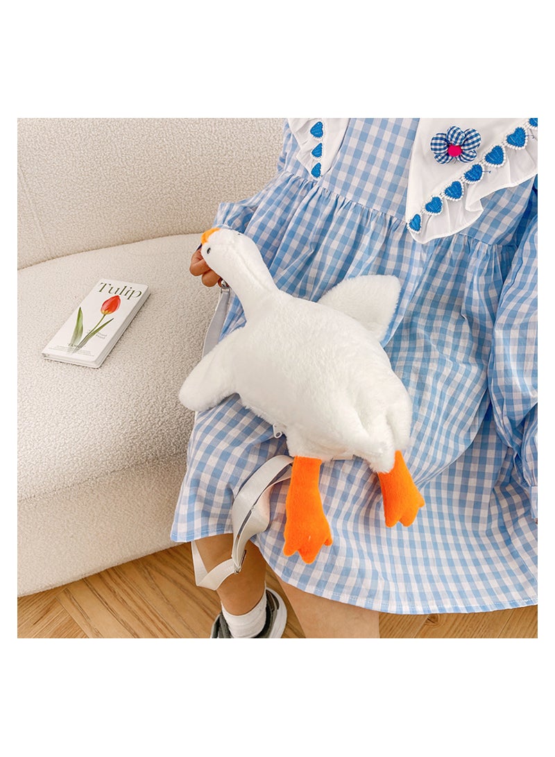 Crossbody Bag Plush Purse Backpack Kawaii Wallet Girls Cartoon Animal Lolita Bag with Chain Strap(Goose)