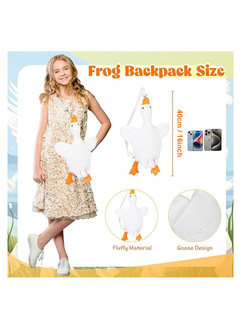 Crossbody Bag Plush Purse Backpack Kawaii Wallet Girls Cartoon Animal Lolita Bag with Chain Strap(Goose)