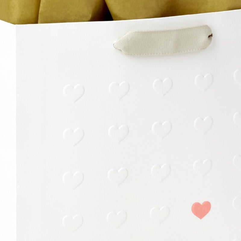 Hallmark Signature Studio 7" Medium Gift Bag with Tissue Paper (Embossed Hearts, White, Pink, Gold) for Valentine's Day, Birthdays, Mother's Day, Baby Showers, Bridal Showers - Image 5