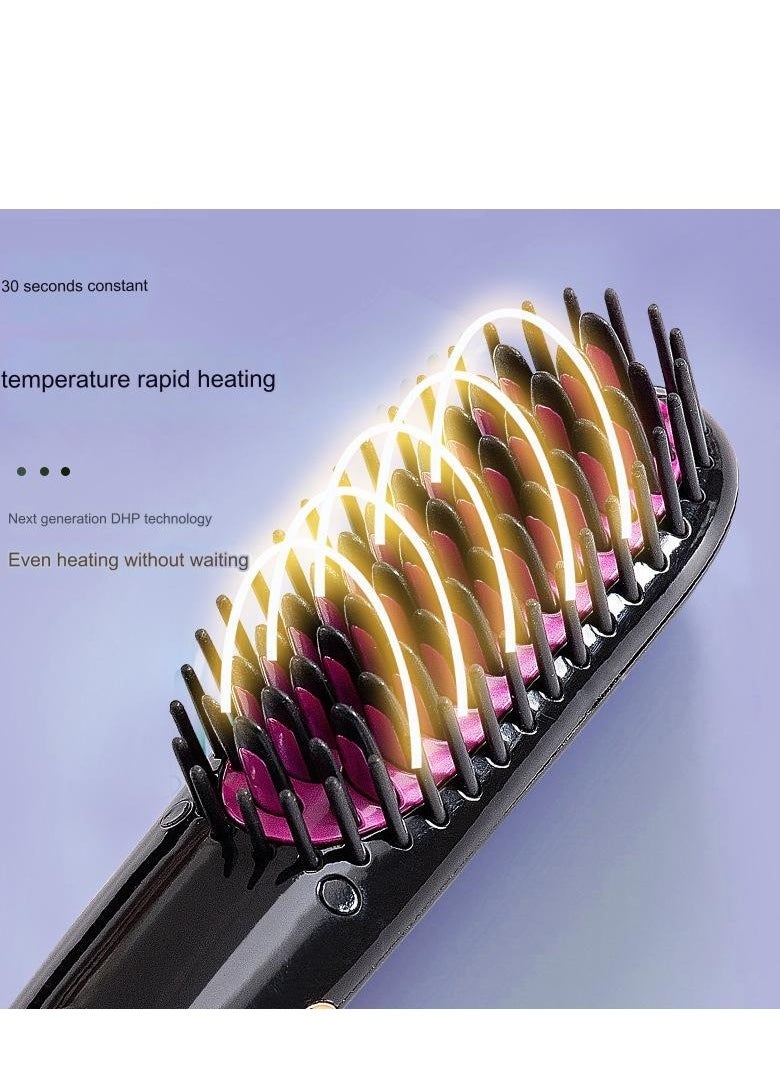 Mini 2 in 1 Hair Straightening Brush Comb with PTC Heating Technology Thermal Beard Comb Brush Electric Hot Straightening Comb - Image 2