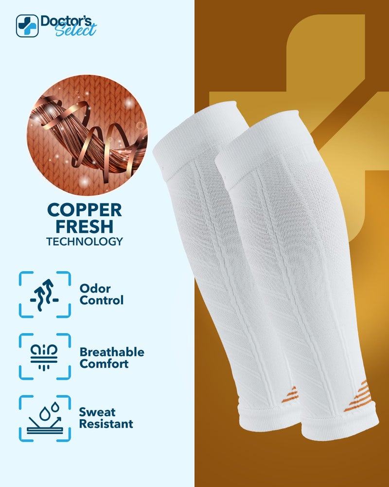 Doctor's Select 2 Pairs Copper Calf Compression Sleeves for Women - Compression Sleeves for Women Calf, Leg Sleeves, Varicose Veins Compression Socks, Black and White - Image 3