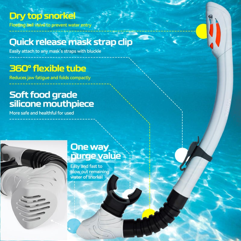 Wave Nearsighted Snorkel Gear, Nearsighted Snorkel Mask Nearsighted Snorkel Set for Adult Youth, Shortsighted Diving Mask & Dry Top Snorkel with Detachable Camera Mount for Scuba Diving, Snorkeling - Image 5