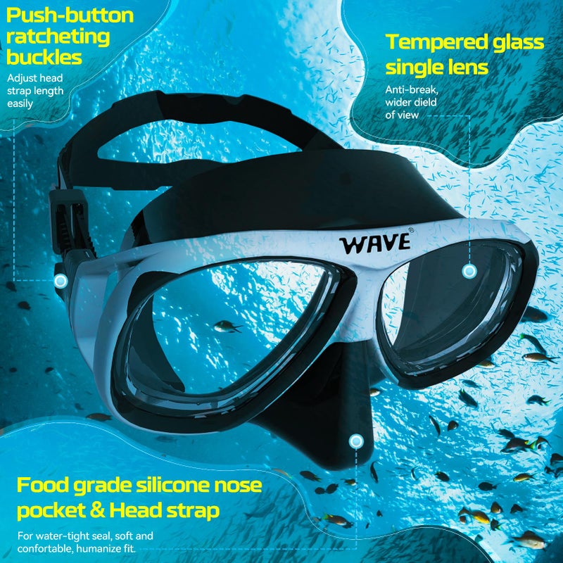 Wave Nearsighted Snorkel Gear, Nearsighted Snorkel Mask Nearsighted Snorkel Set for Adult Youth, Shortsighted Diving Mask & Dry Top Snorkel with Detachable Camera Mount for Scuba Diving, Snorkeling - Image 3