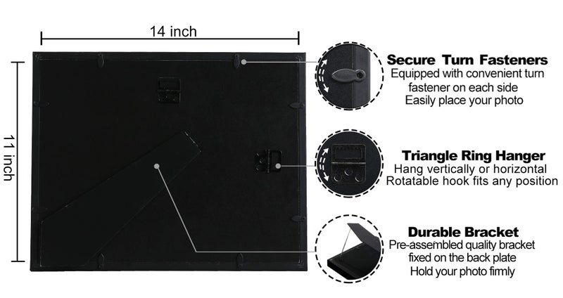 VIOLABBEY 11x14 Shadow Diploma Frames Matte Black, Fits 8.5x11 Certificate or 11x14 College Degree with or without Mat, HD Semi-tempered Glass, Wall or Tabletop Display (Black Gold Double) - Image 4