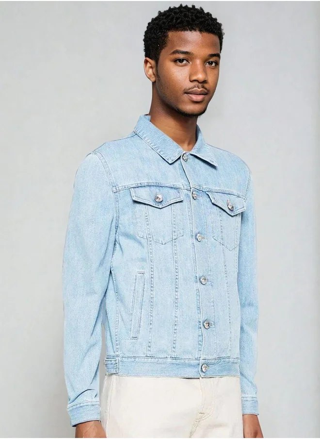 Kotty Washed Double Pocket Detail Denim Jacket