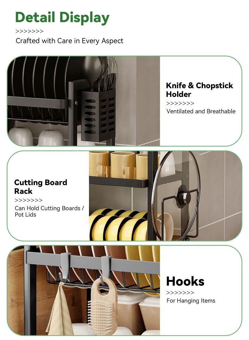 يو إل اتش واي سي رف تجفيف الأطباق ذو طبقتين 44x24.3x34 سم - Image 5