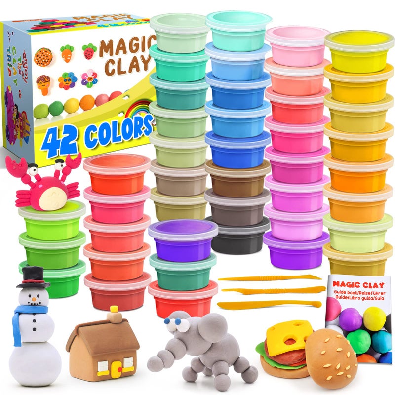 ESSENSON Air Dry Clay 42 Colors, Modeling Clay for Kids, DIY Molding Magic Clay for with Tools, Toys Gifts for Age 3 4 5 6 7 8+ Years Old Boys Girls Kids - Image 1