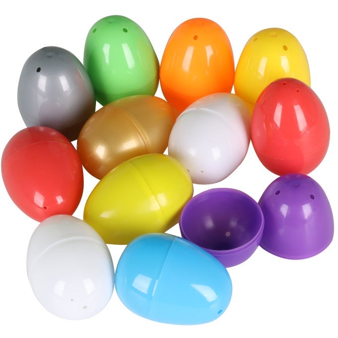 12PCS EMPTY PLASTIC FILLABLE EGGS EASTER SURPRISE EGG HUNT ACCESSORIES LARGE SIZE