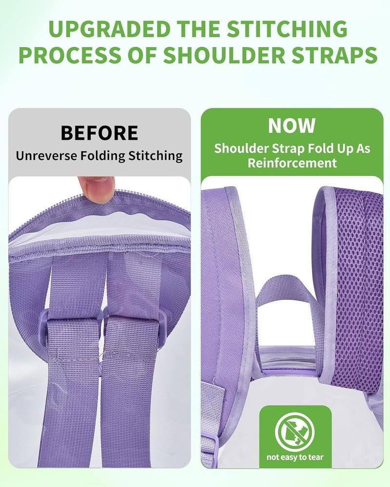 MAYTREE Clear Backpack for Stadium Events, 12x11x5 Inches Small Clear Backpack for Concert Festival Sports Outdoor - Purple - Image 4