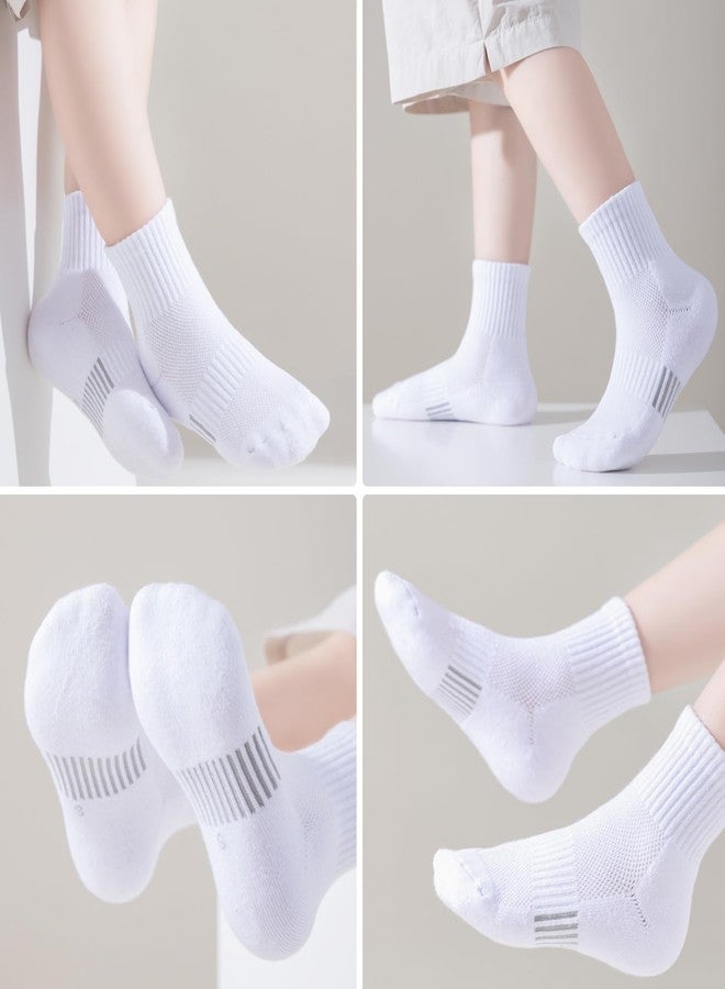 hakugoo Kids White Ankle Athletic Socks - 12 Pairs Cushioned Quarter Socks for Boys Girls, Breathable Mesh Cotton, 7-10 Years Youth (White, M) - Image 2