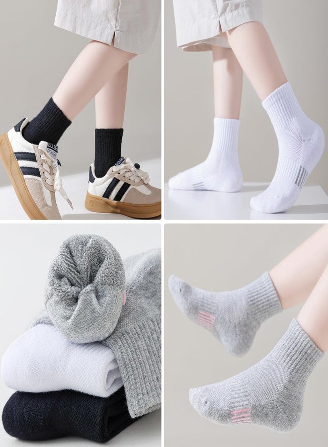 hakugoo Kids White Ankle Athletic Socks - 12 Pairs Cushioned Quarter Socks for Boys Girls, Breathable Mesh Cotton, 7-10 Years Youth (White, M) - Image 5