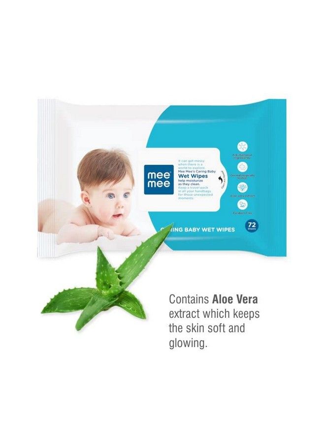mee mee Baby Gentle Wet Wipes With Aloe Vera Extracts ;72 Pcs; Pack Of 1 - Image 3