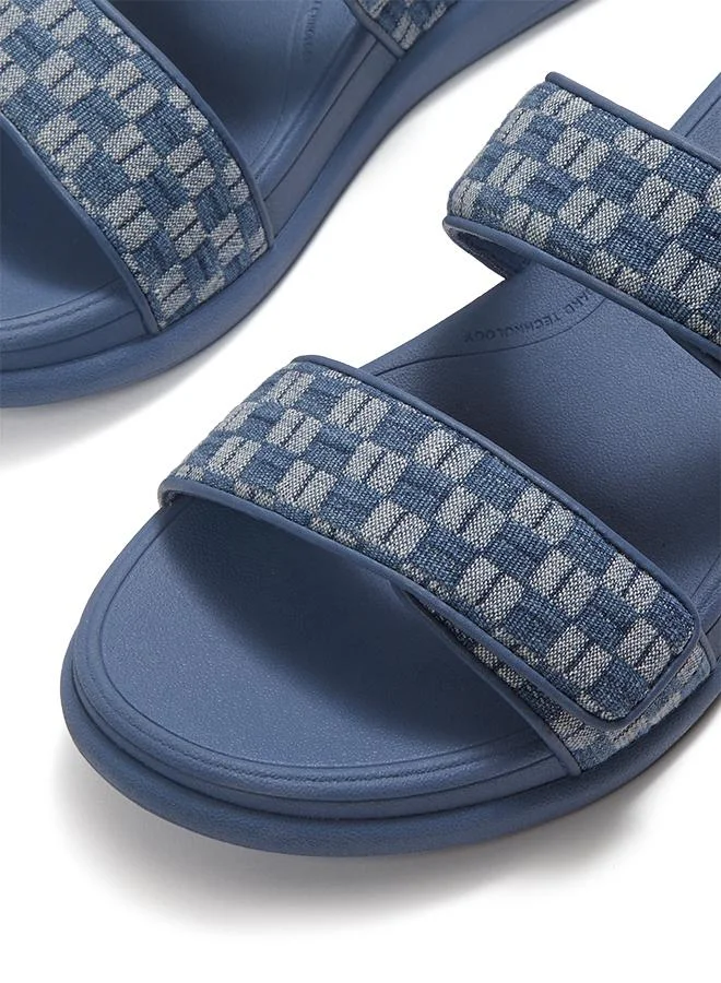 Fitflop F-MODE GO ADJ. CHECKERBOARD-DENIM TWO-BAR SLIDES