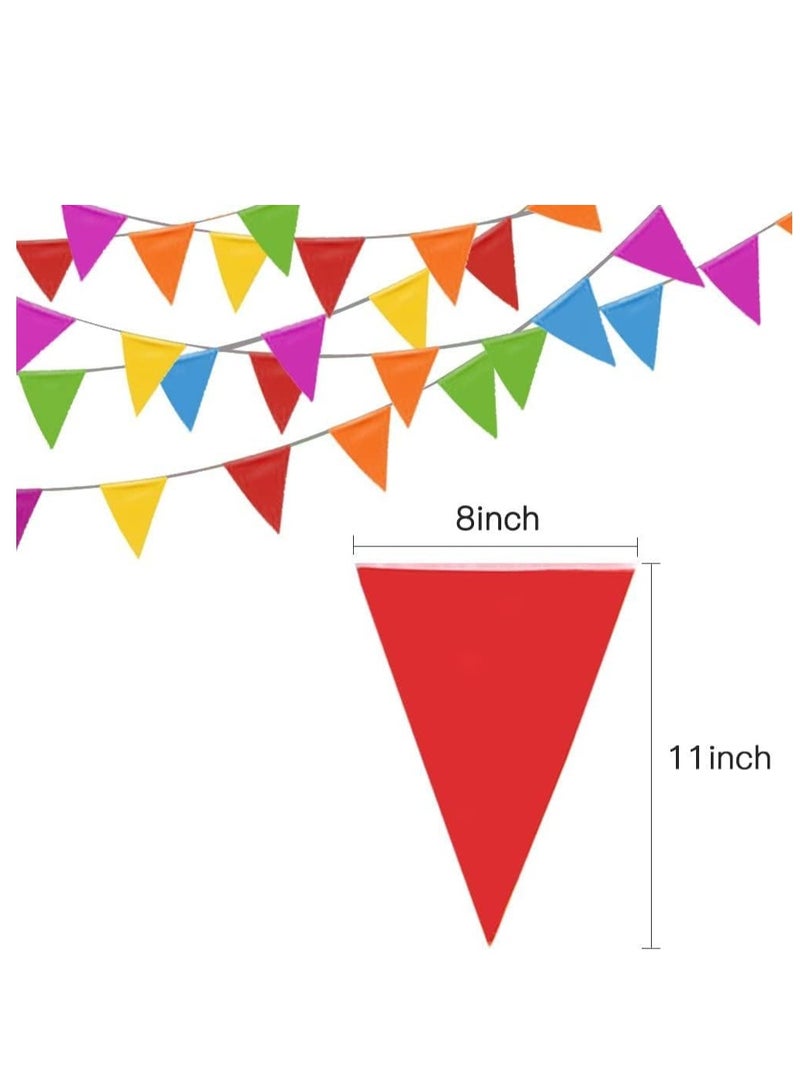 FengSVMA 100 Feet Pennant Banner - 75 Multicolor Bunting Flags - Birthday Party Grand Opening Christmas Decorations - Image 2