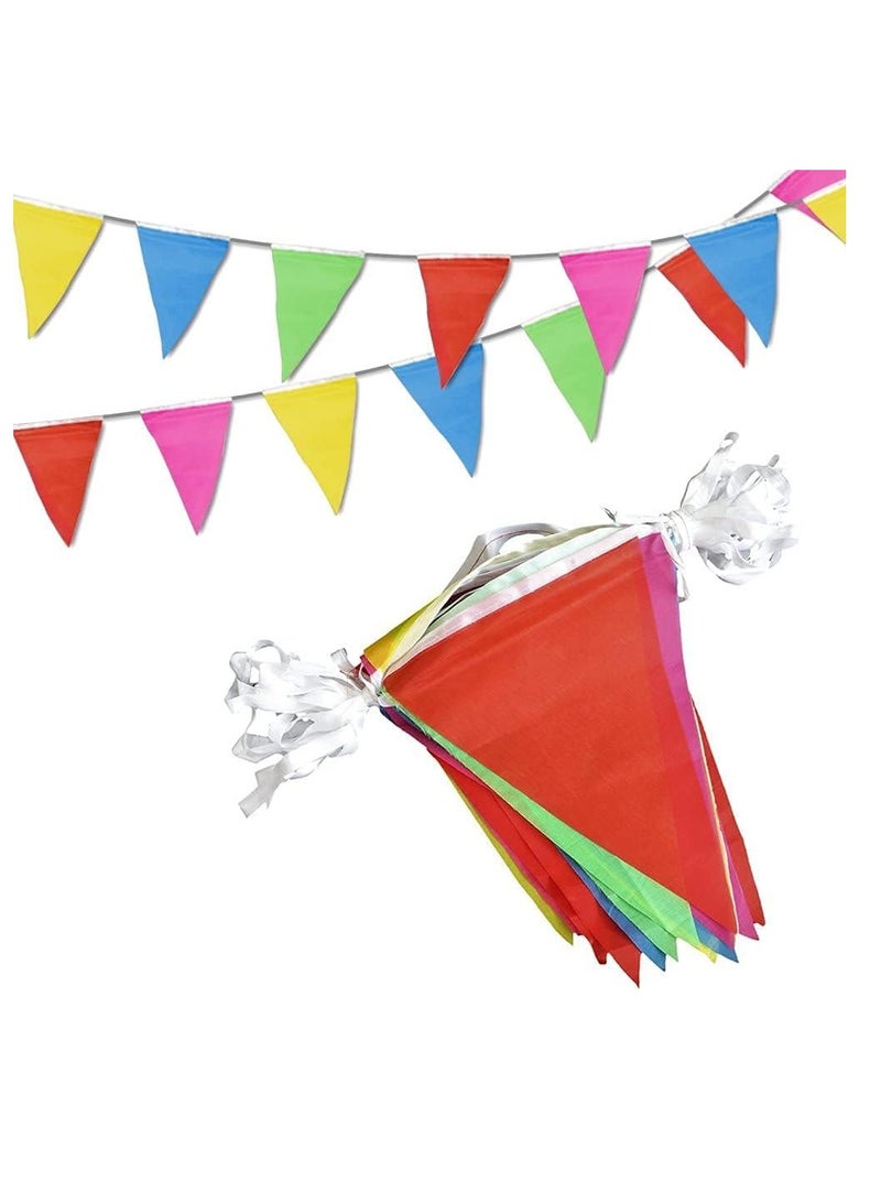 FengSVMA 100 Feet Pennant Banner - 75 Multicolor Bunting Flags - Birthday Party Grand Opening Christmas Decorations - Image 1