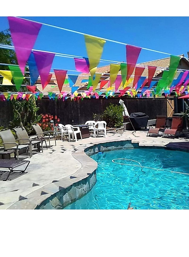 FengSVMA 100 Feet Pennant Banner - 75 Multicolor Bunting Flags - Birthday Party Grand Opening Christmas Decorations - Image 4