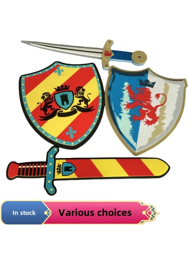 Spot Eva Toy Sword Children Foam Sword Safety Sword Simulation Sponge Sword Shield Pirate Sword Shield Wholesale-Color:Powder Shield W031  - Image 2