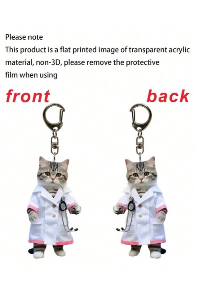 Doctor Cat Keychain – A Cute Accessory for Animal Lovers and Medical Professionals, Perfect for Keys, Backpacks, or Handbags. An Ideal Gift for Doctors, Nurses, Students, and Cat Lovers. - Image 2
