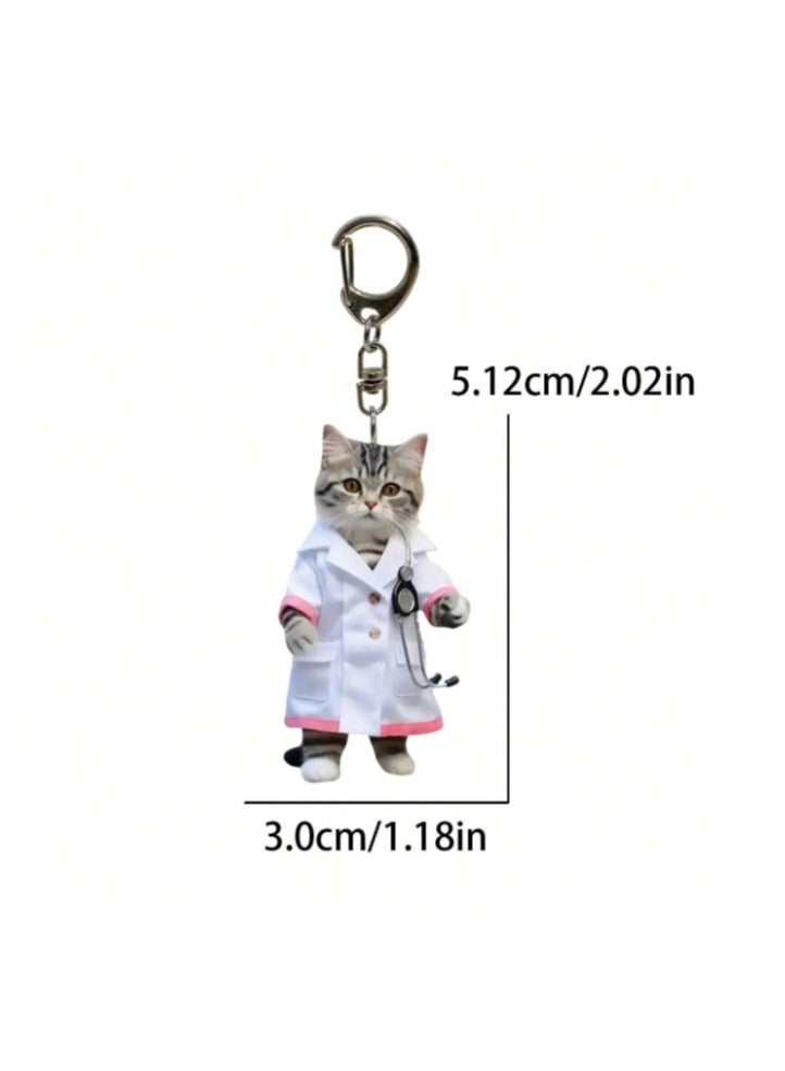 Doctor Cat Keychain – A Cute Accessory for Animal Lovers and Medical Professionals, Perfect for Keys, Backpacks, or Handbags. An Ideal Gift for Doctors, Nurses, Students, and Cat Lovers. - Image 3