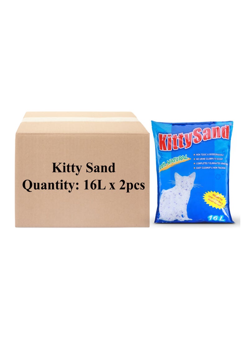 Kitty Sand 100% Natural Silica Crystal Premium Quality Cat Litter 16L - Pack of 2 - Image 2