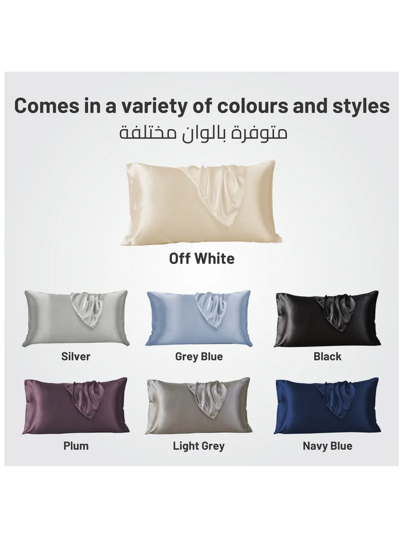 Donetella Satin Pillowcases 2-Pcs Soft And Silky Pillow Cover For Hair And Skin Care With Envelope Closure (Without Pillow Insert),Off-White