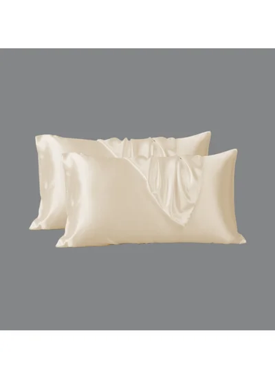 Donetella Satin Pillowcases 2-Pcs Soft And Silky Pillow Cover For Hair And Skin Care With Envelope Closure (Without Pillow Insert),Off-White