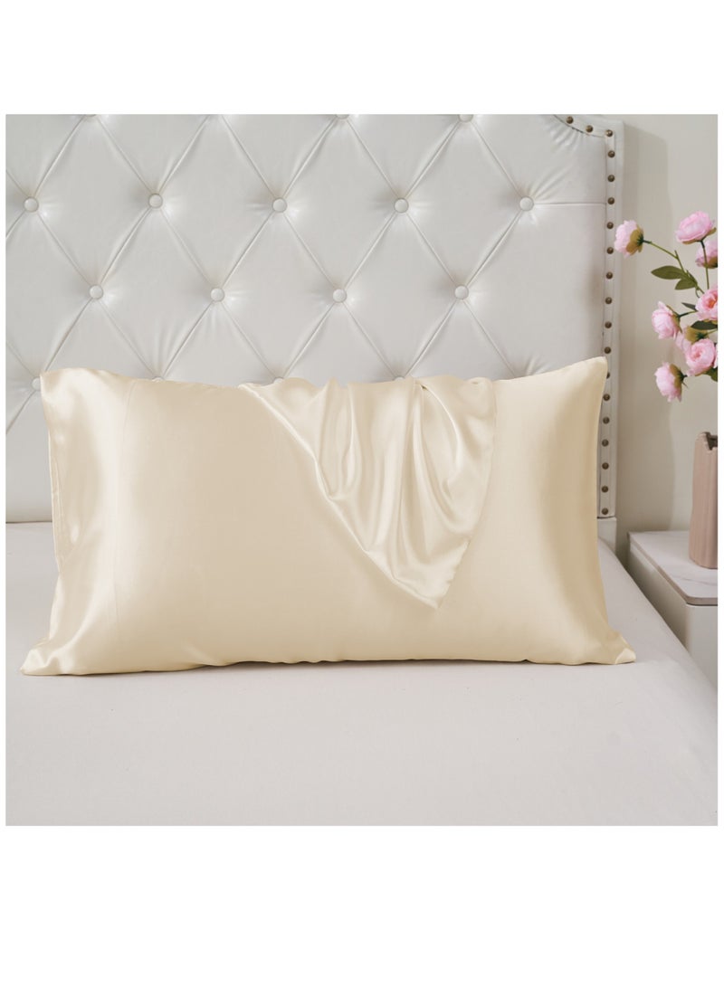 دوناتيلا 2-قطعة ساتان سادات للشعر الناعم والحريري والجلد المخدة مع إغلاق المغلف (بدون إدراج وسادة) ، أبيض مصفر - Image 2