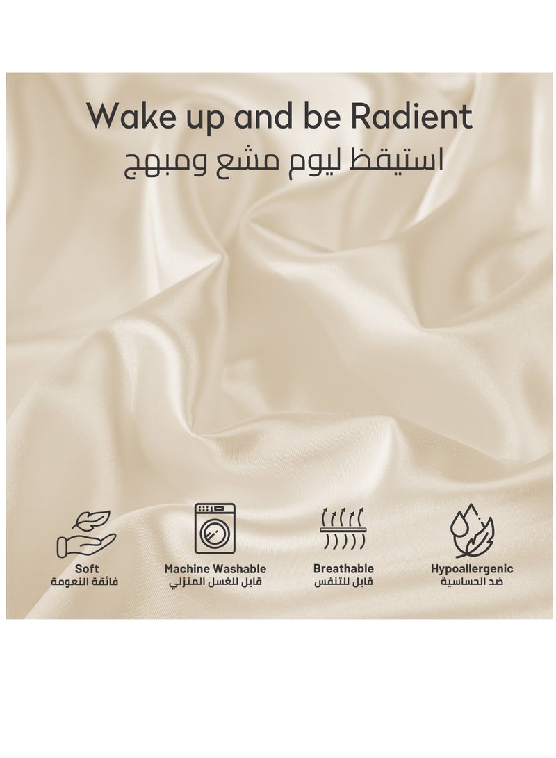 دوناتيلا 2-قطعة ساتان سادات للشعر الناعم والحريري والجلد المخدة مع إغلاق المغلف (بدون إدراج وسادة) ، أبيض مصفر - Image 4