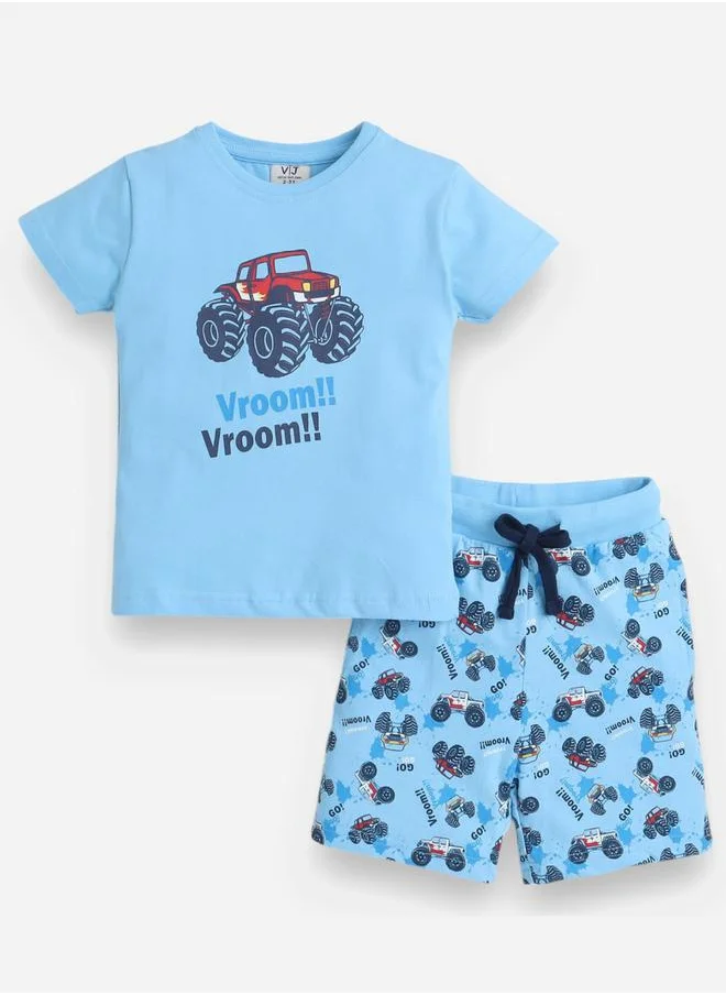 فكتور اند جين Graphic Print T-Shirt and All-Over Printed Shorts Set