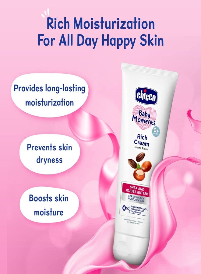 Chicco Baby Moments Rich Cream for Newborn Babies with Shea & Jojoba Butter, 100g| Rich Moisturization and Dryness Prevention |Dermatologically Tested |Phenoxyethanol, Parabens & Lauryl sulphates free - Image 3